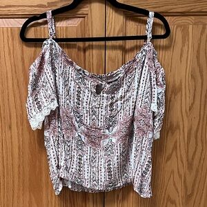 Adam Levine Collection Patterned Off-Shoulder Blouse, EUC, Size XL